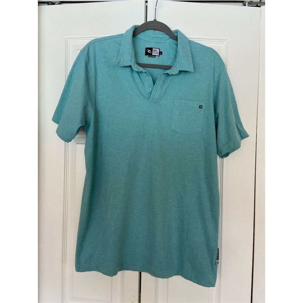 Rip Curl Men's Polo Shirt Green Short Sleeve Size L Casual